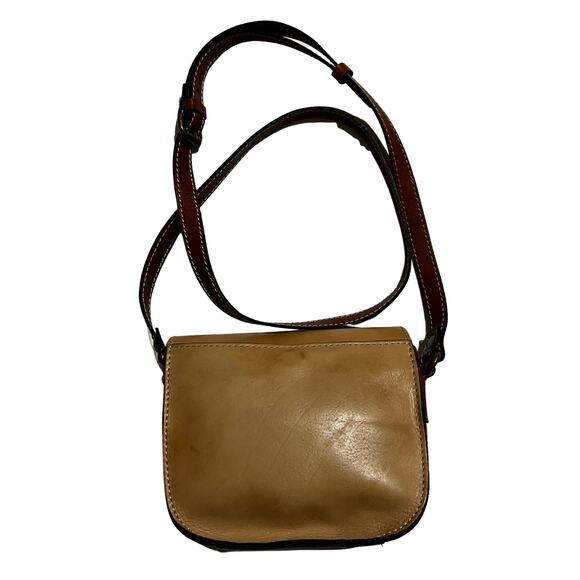 Vintage Rare Patricia Nash Two-Tone Brown Small Saddle Bag Cross-Body Handbag - Picture 2 of 6